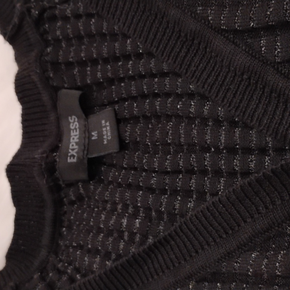 Express Black Ribbed Button-Up Top - image 2